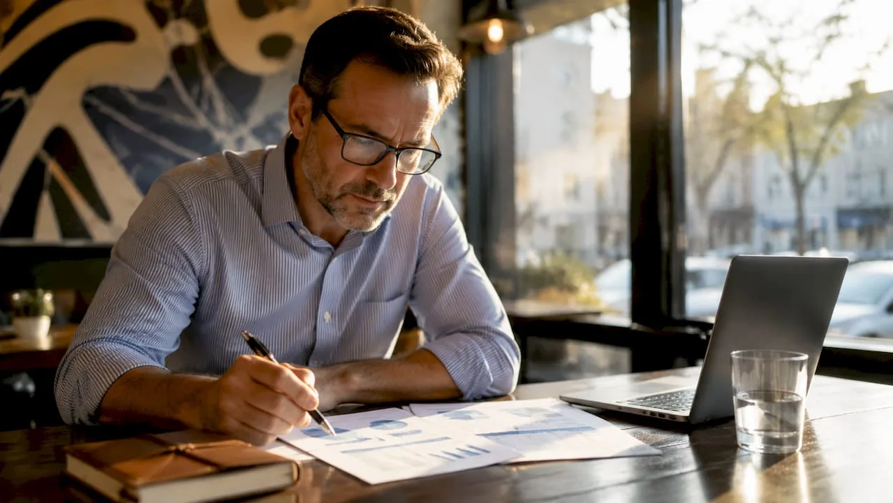 Un expert-comptable en train d’analyser des bilans financiers