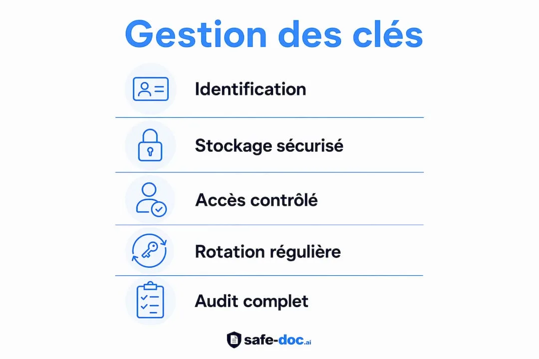 Visual diagram showing the main stages of the encryption key lifecycle