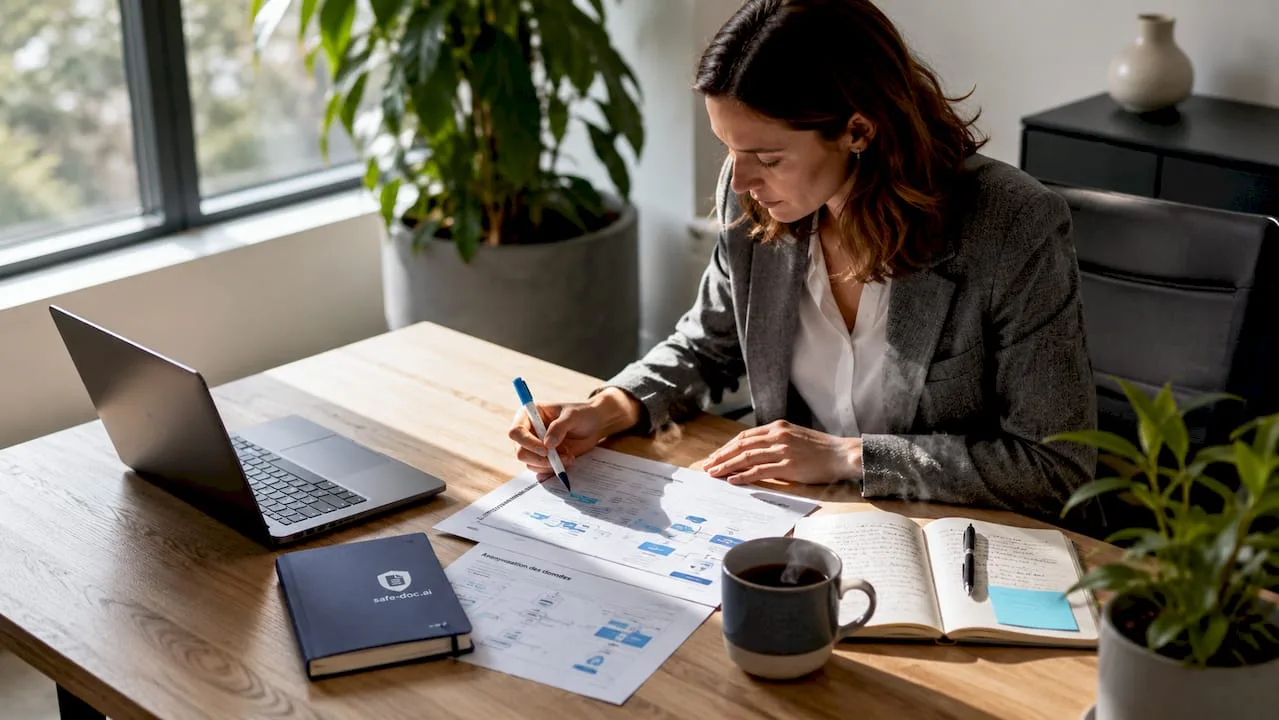 A compliance expert reviewing documents to ensure GDPR compliance