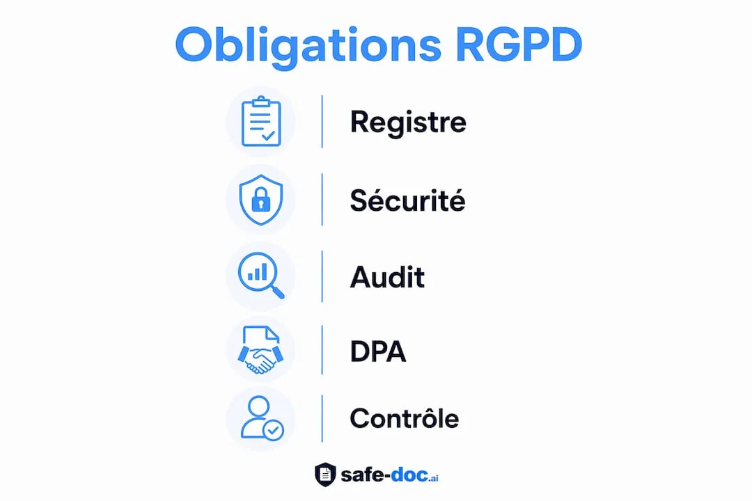 Infographic illustrating the main GDPR obligations for AI