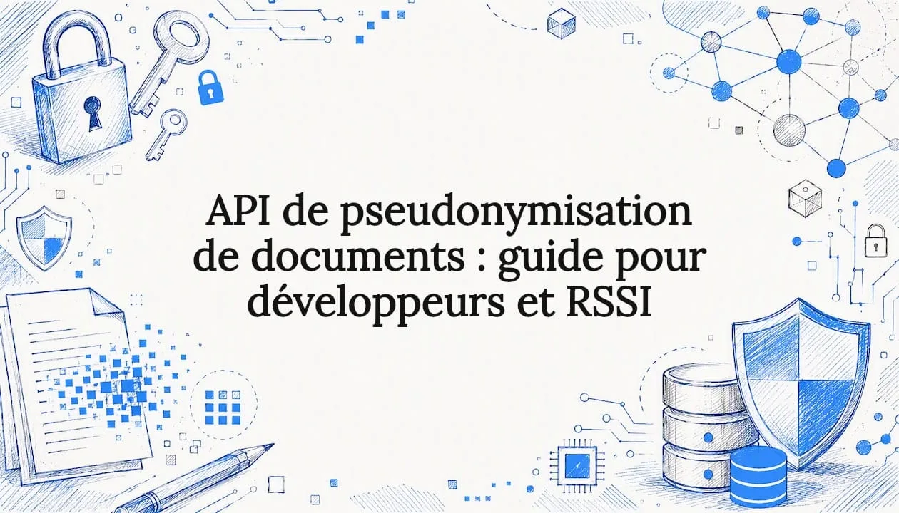 Illustration de couverture élégante pour le guide d’utilisation de l’API de pseudonymisation