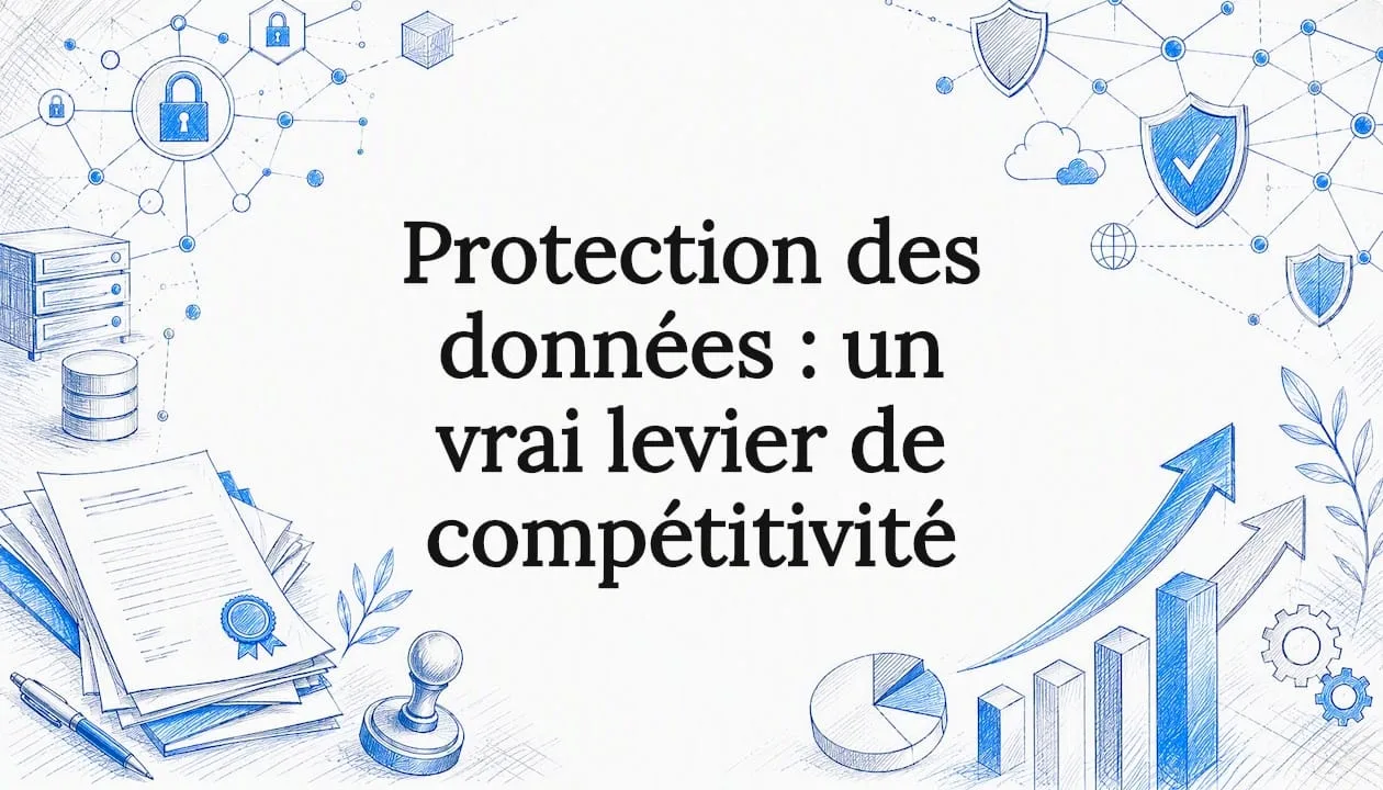 Stylish cover illustration on the theme of data protection