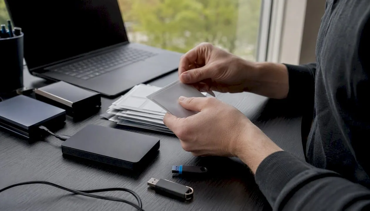Handling an external hard drive during a data inventory