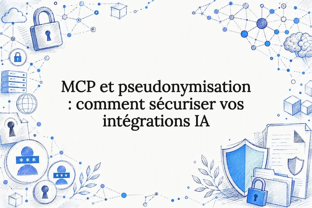 Decorative illustration for title card with digital security elements