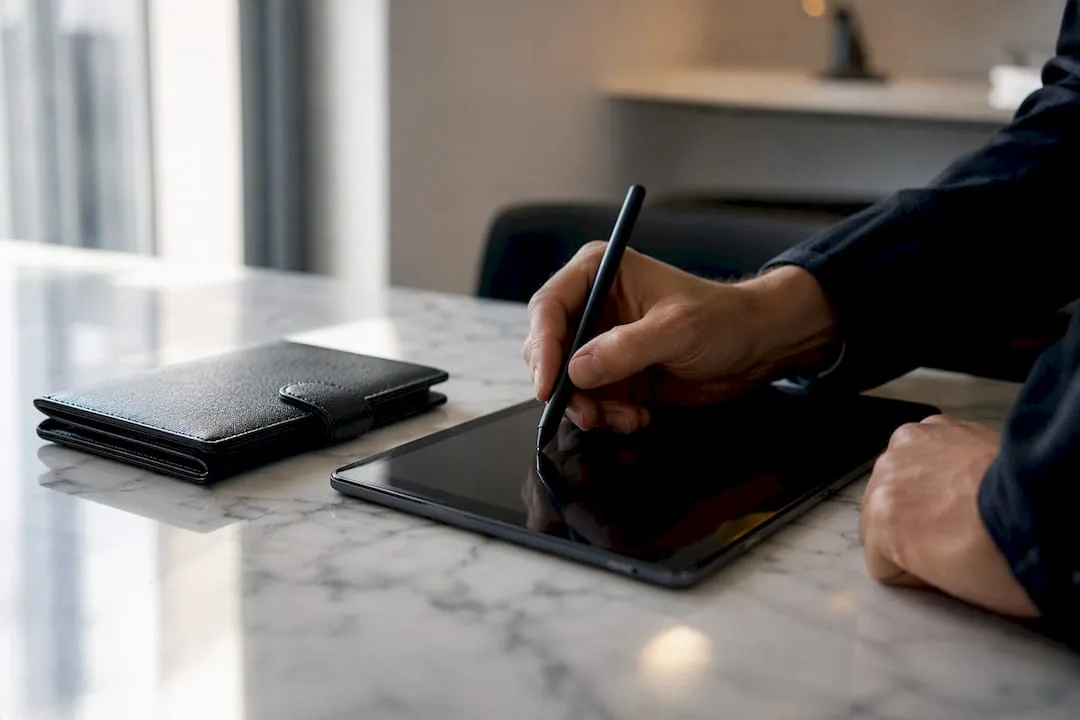 Hands preparing secure data transfer report