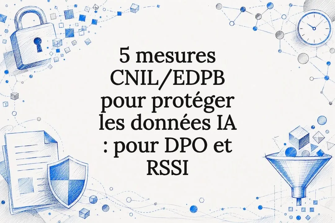 Illustrated title card on data protection in AI
