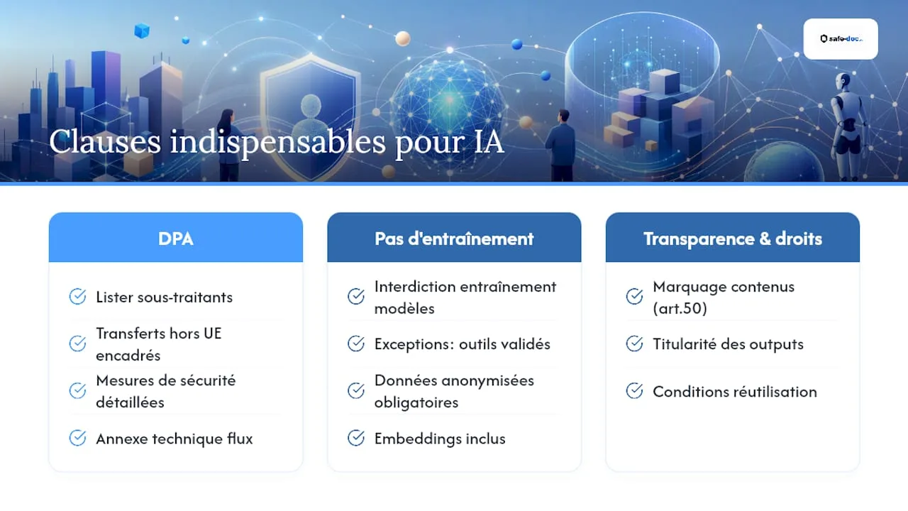 Clauses contractuelles indispensables face à l'usage de l'IA - overview diagram