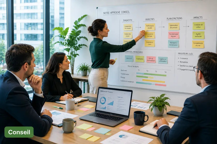 Consultants collaborating on a report
